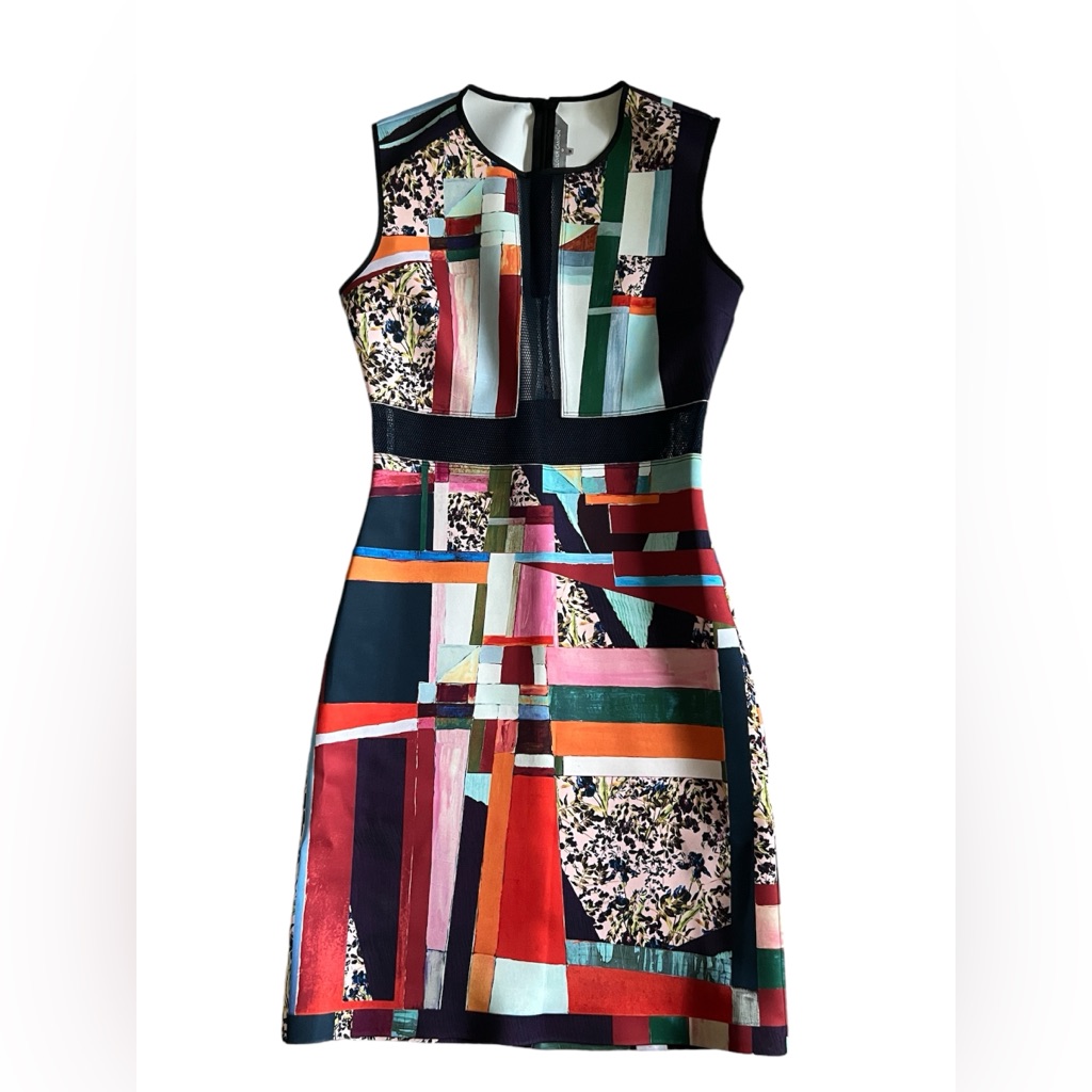 Geometric Patterns And Mesh Clover Canyon Mini Dress